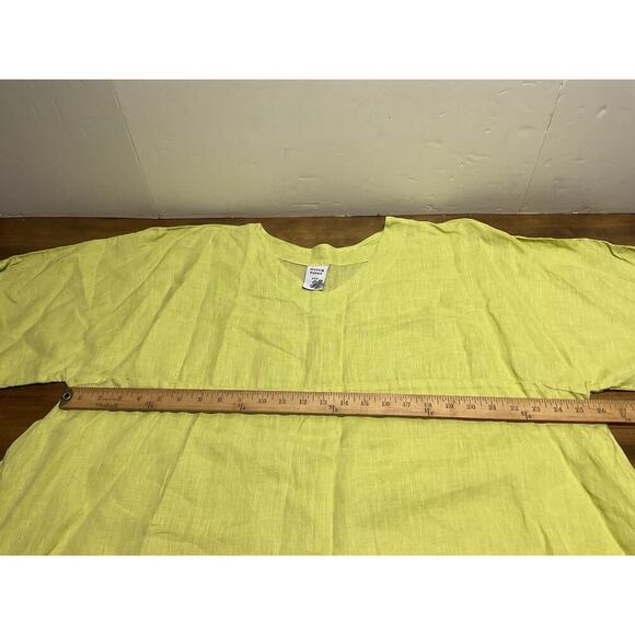Match Point Womens Tunic Large Yellow Linen Oversized Lagenlook - Picture 7 of 8